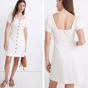 NWT Madewell Linen-Cotton Puff-Sleeve Mini Dress